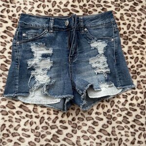 Streetwear Society Blue Distressed Jean Shorts